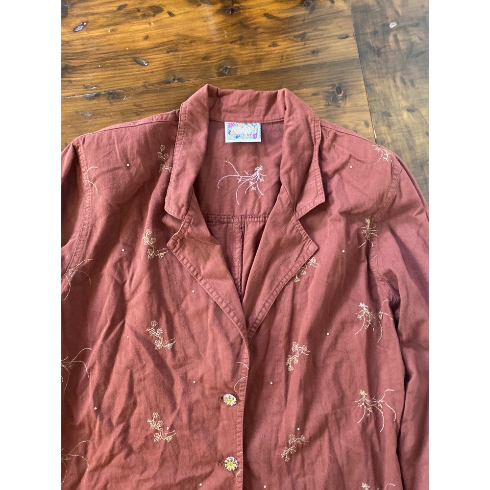 Monique Fashions Vintage Terracotta Embroidered Button Jacket L SKU E132